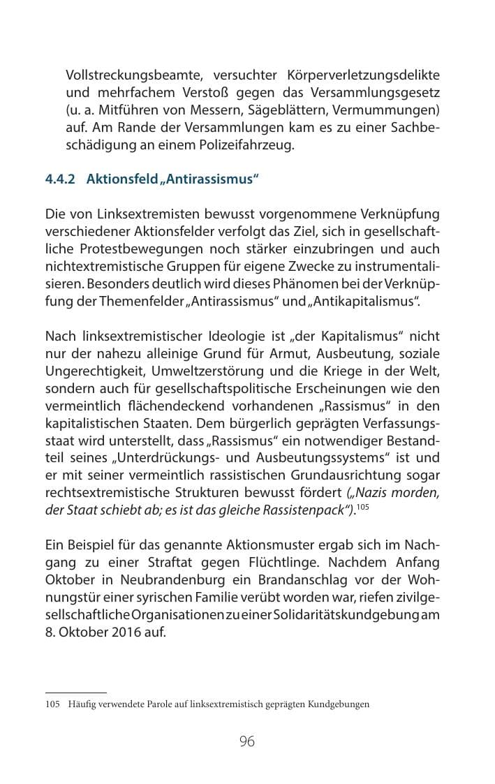 Seite 95 des Verfassungsschutzbericht 2016 Mecklenburg-Vorpommern