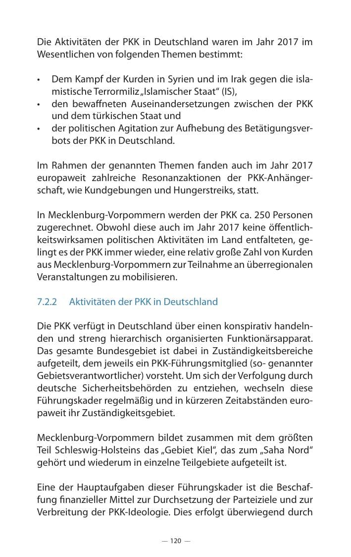 Seite 124 des Verfassungsschutzbericht 2017 Mecklenburg-Vorpommern