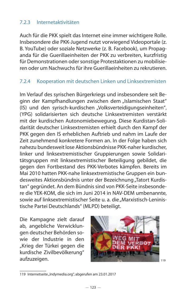Seite 127 des Verfassungsschutzbericht 2017 Mecklenburg-Vorpommern