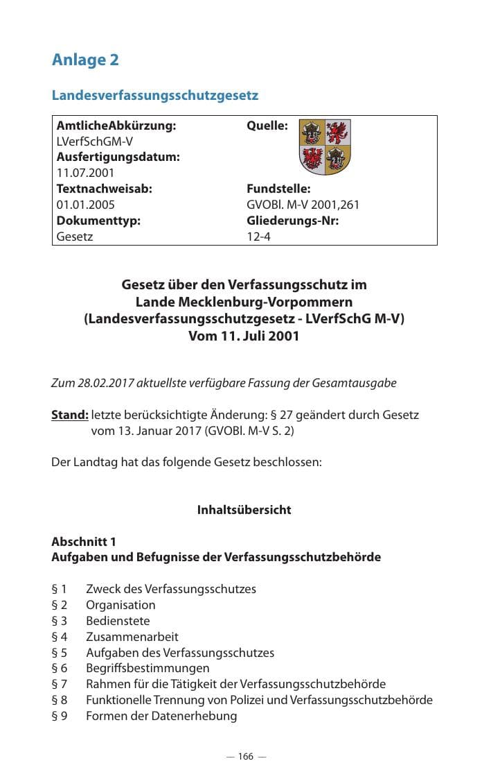 Seite 170 des Verfassungsschutzbericht 2017 Mecklenburg-Vorpommern