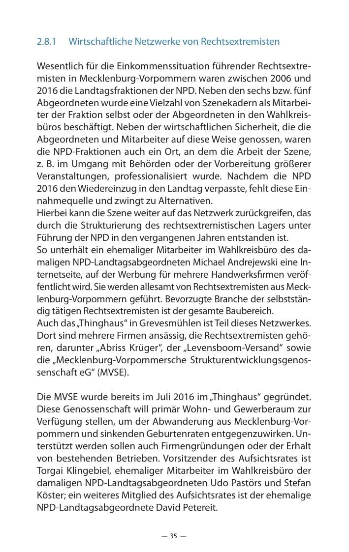 Seite 39 des Verfassungsschutzbericht 2017 Mecklenburg-Vorpommern