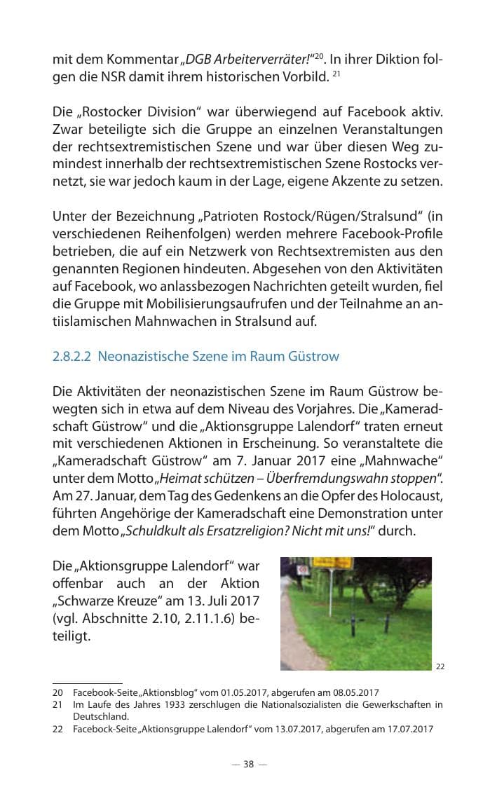 Seite 42 des Verfassungsschutzbericht 2017 Mecklenburg-Vorpommern