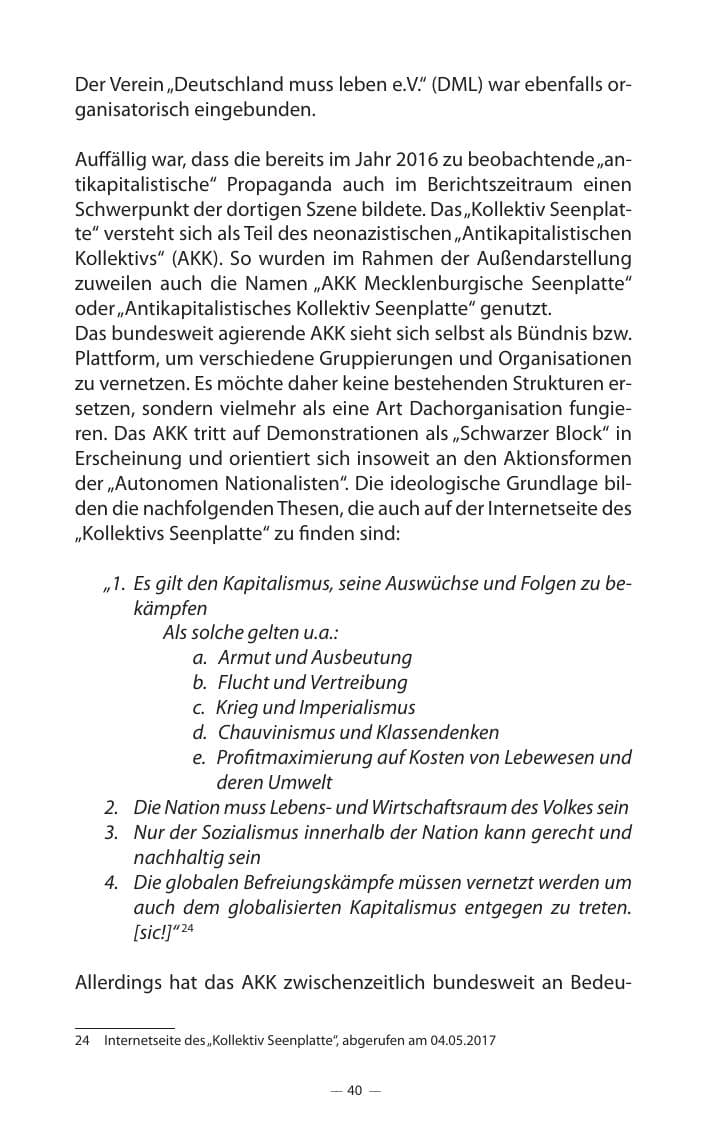 Seite 44 des Verfassungsschutzbericht 2017 Mecklenburg-Vorpommern