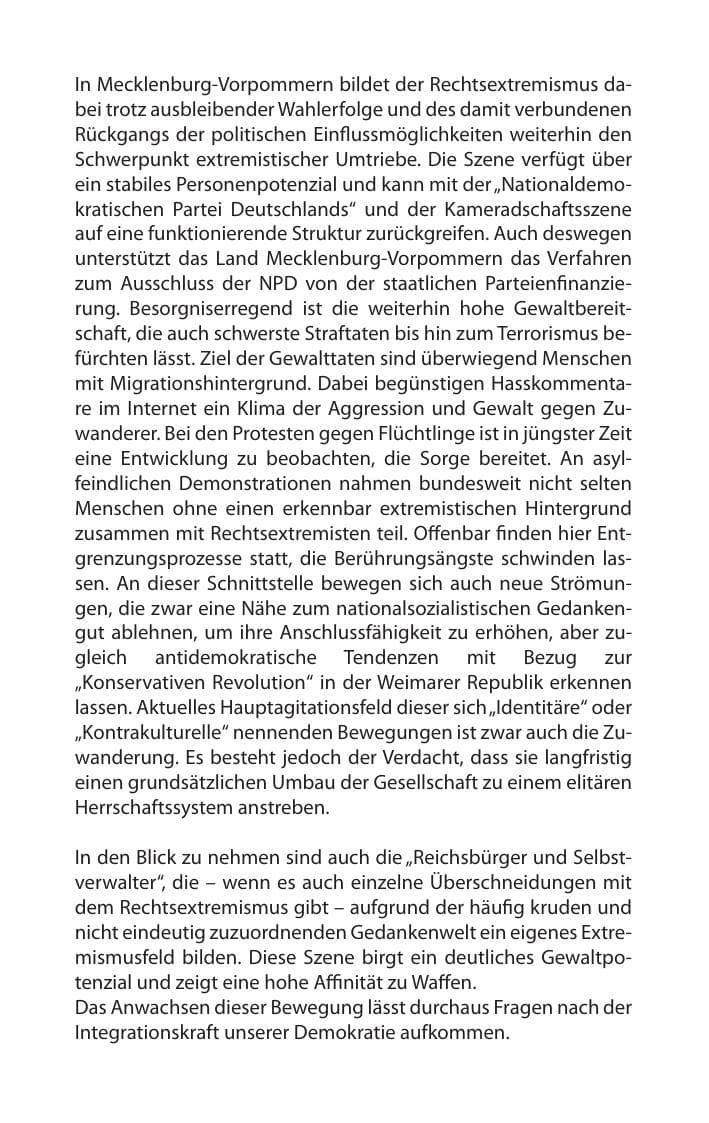 Seite 6 des Verfassungsschutzbericht 2017 Mecklenburg-Vorpommern
