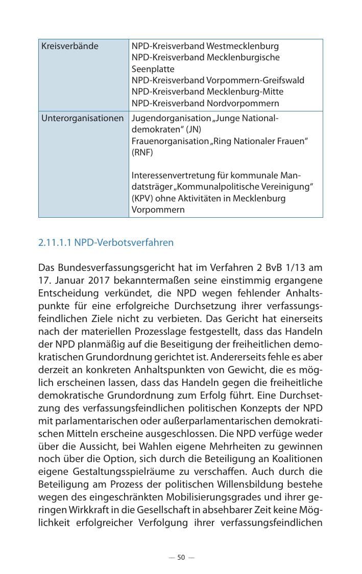 Seite 54 des Verfassungsschutzbericht 2017 Mecklenburg-Vorpommern