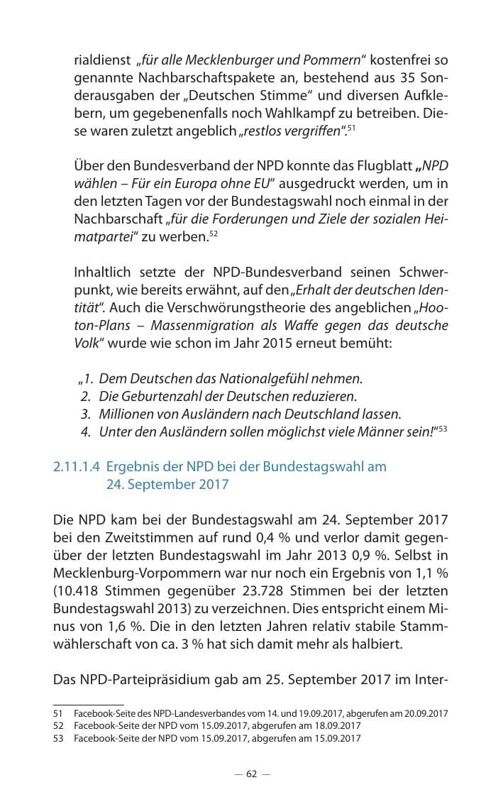 Seite 66 des Verfassungsschutzbericht 2017 Mecklenburg-Vorpommern
