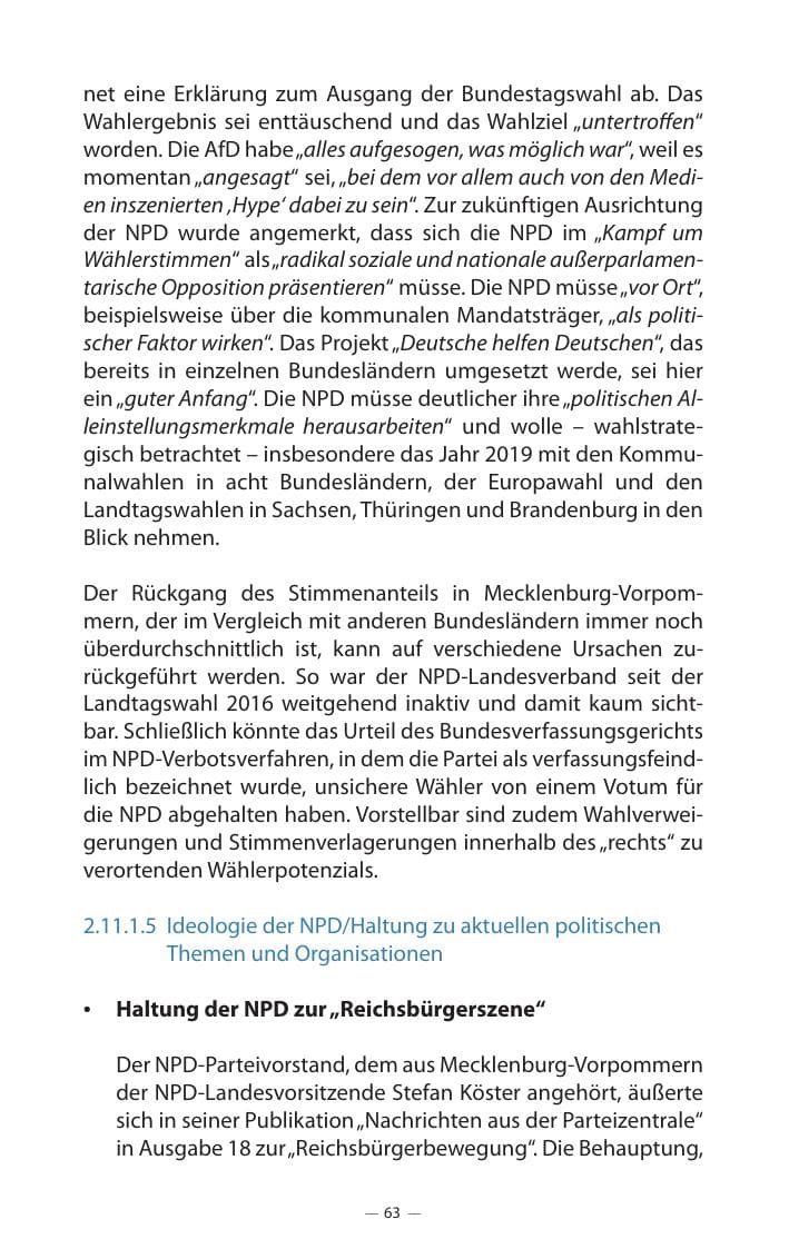 Seite 67 des Verfassungsschutzbericht 2017 Mecklenburg-Vorpommern