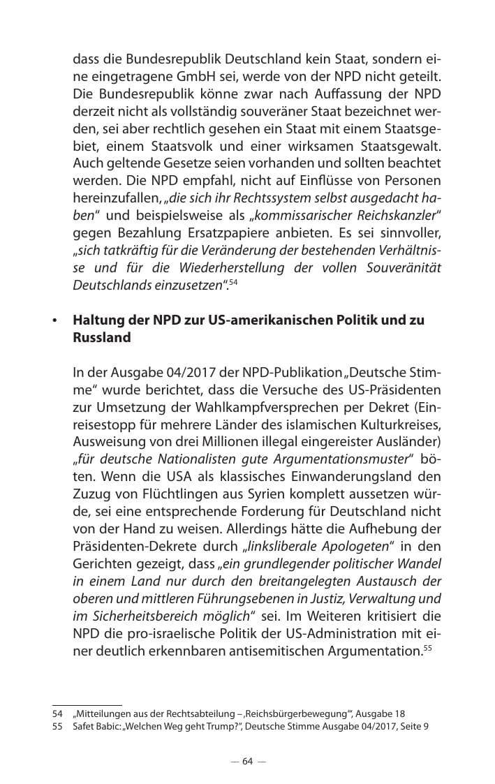 Seite 68 des Verfassungsschutzbericht 2017 Mecklenburg-Vorpommern