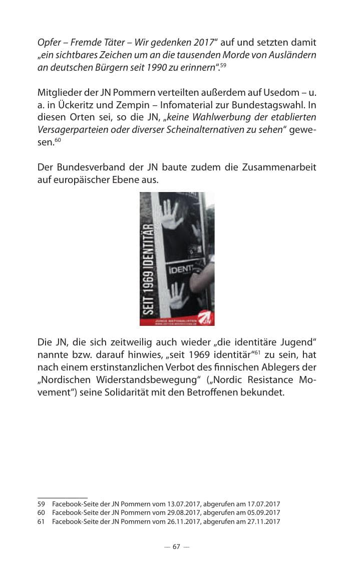 Seite 71 des Verfassungsschutzbericht 2017 Mecklenburg-Vorpommern