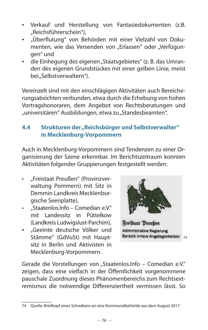 Seite 80 des Verfassungsschutzbericht 2017 Mecklenburg-Vorpommern