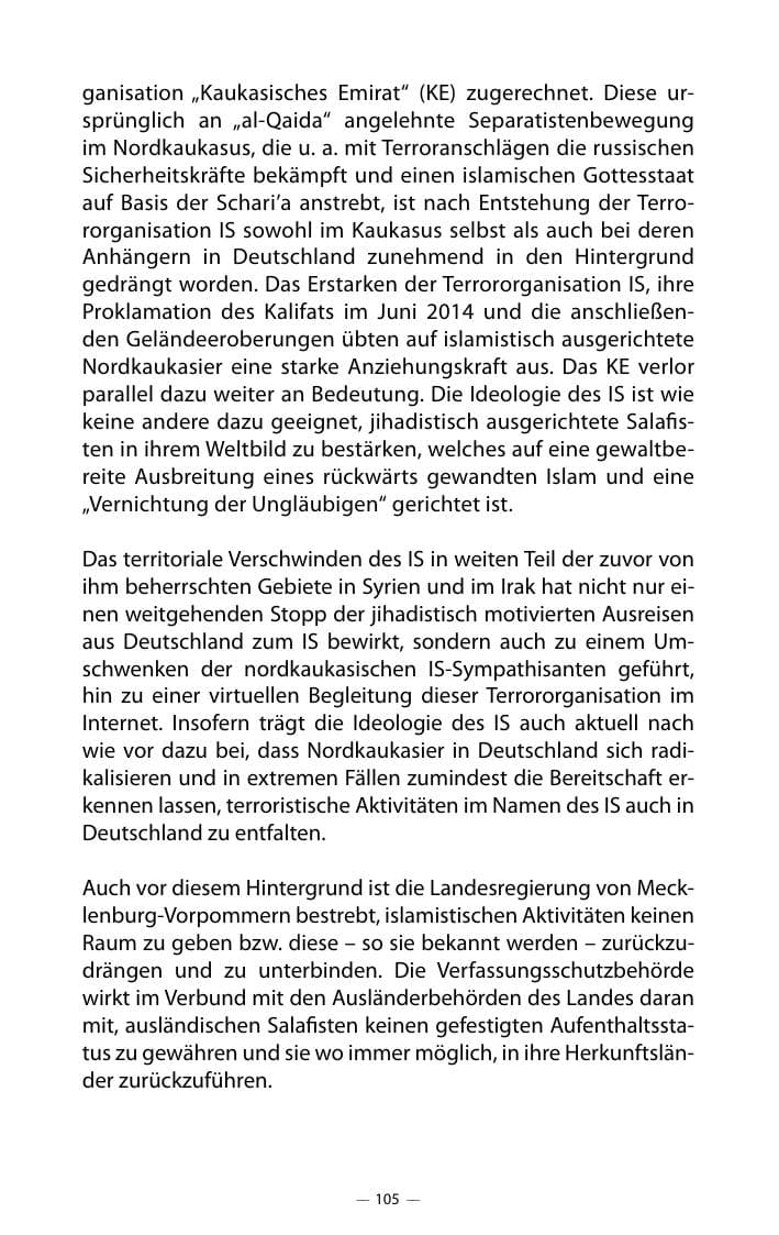 Seite 109 des Verfassungsschutzbericht 2018 Mecklenburg-Vorpommern
