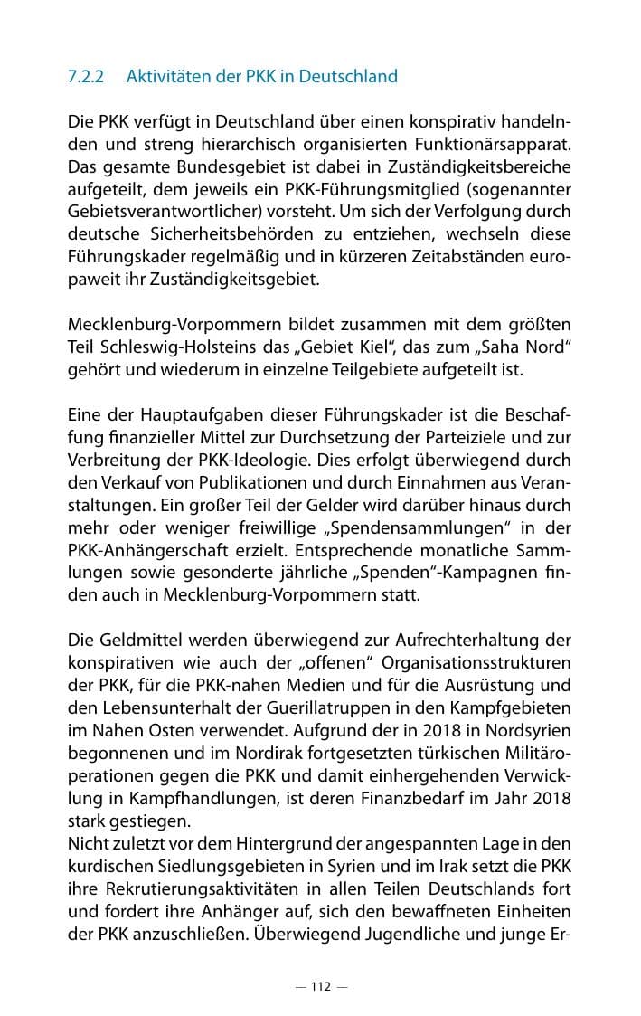Seite 116 des Verfassungsschutzbericht 2018 Mecklenburg-Vorpommern