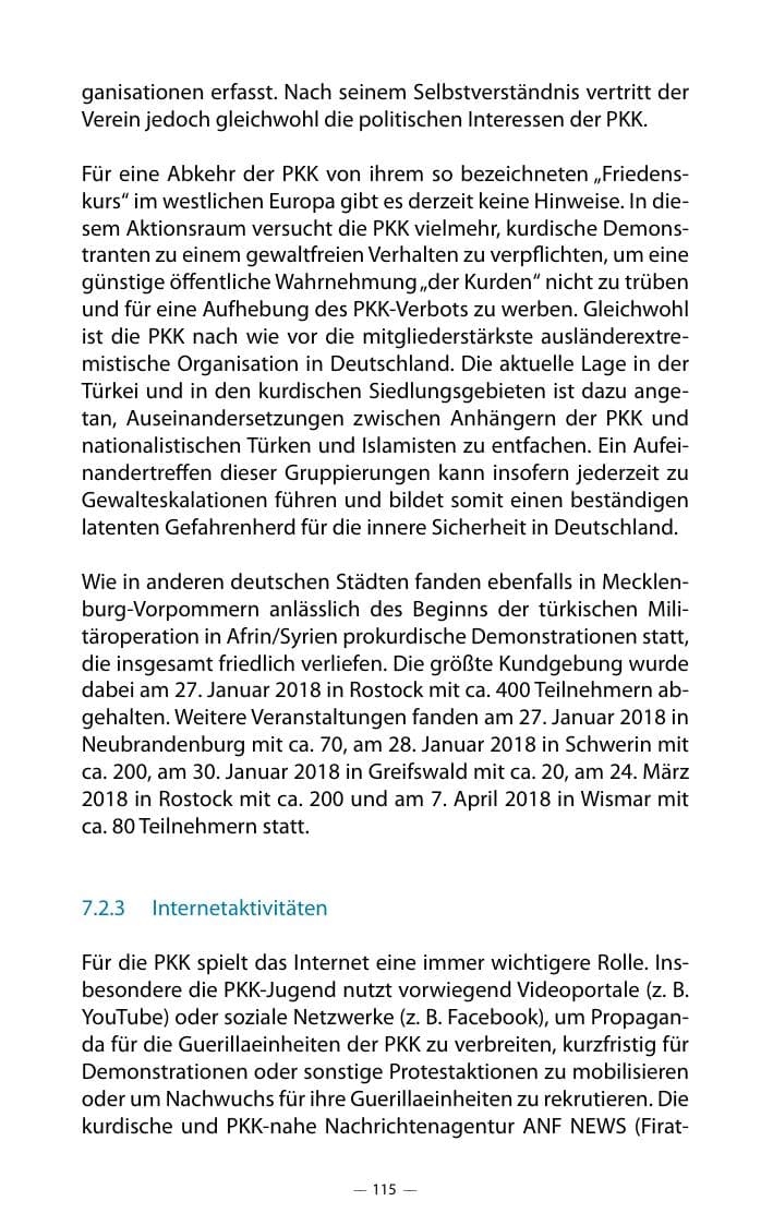 Seite 119 des Verfassungsschutzbericht 2018 Mecklenburg-Vorpommern