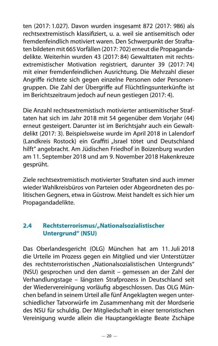 Seite 24 des Verfassungsschutzbericht 2018 Mecklenburg-Vorpommern