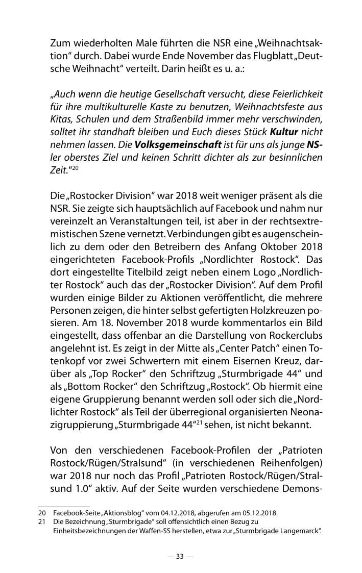 Seite 37 des Verfassungsschutzbericht 2018 Mecklenburg-Vorpommern