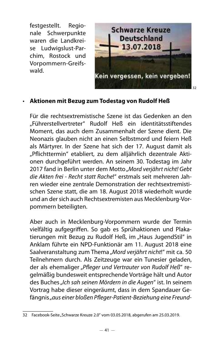 Seite 45 des Verfassungsschutzbericht 2018 Mecklenburg-Vorpommern