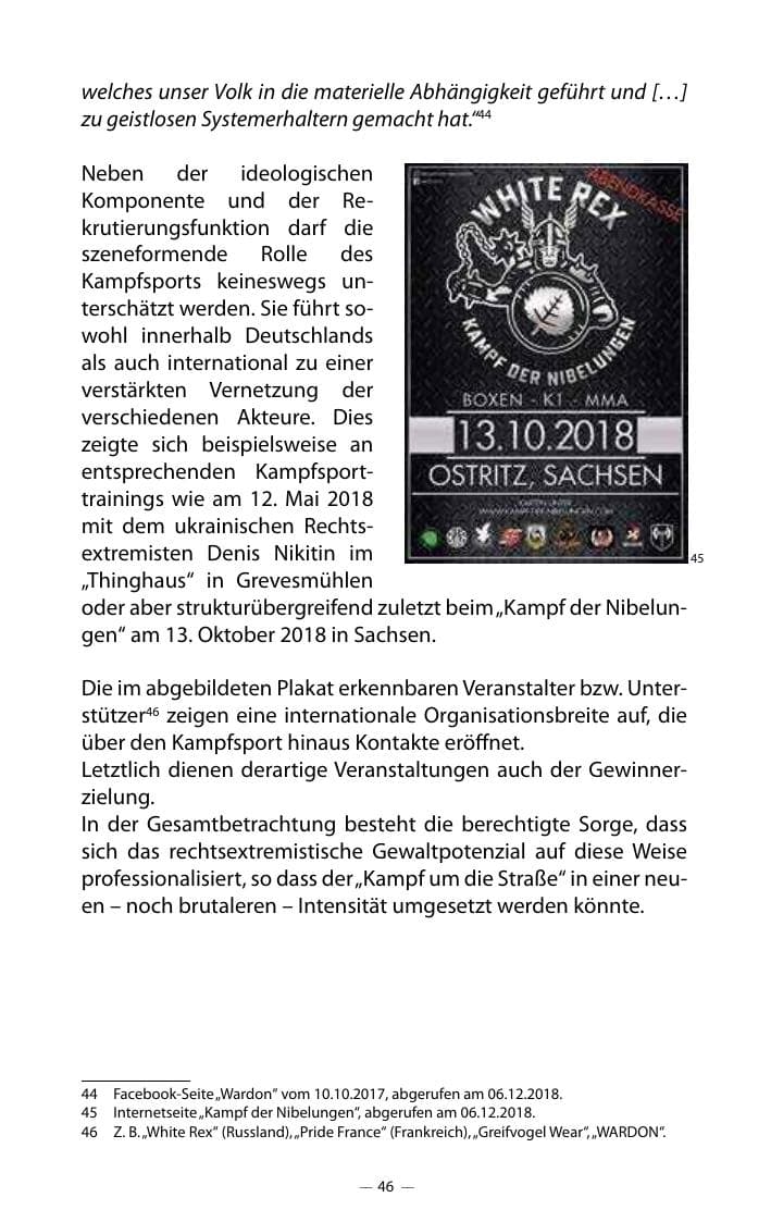 Seite 50 des Verfassungsschutzbericht 2018 Mecklenburg-Vorpommern