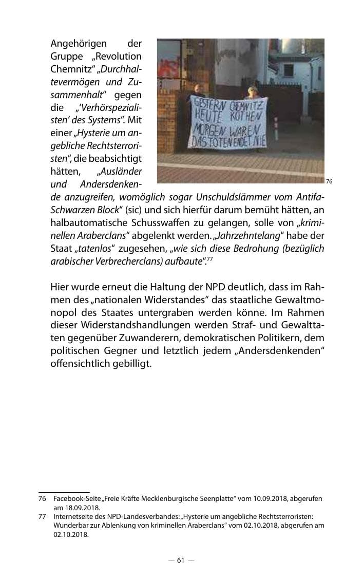 Seite 65 des Verfassungsschutzbericht 2018 Mecklenburg-Vorpommern
