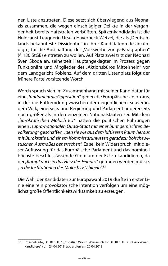 Seite 70 des Verfassungsschutzbericht 2018 Mecklenburg-Vorpommern