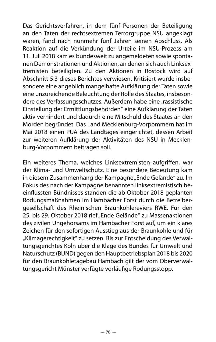 Seite 82 des Verfassungsschutzbericht 2018 Mecklenburg-Vorpommern
