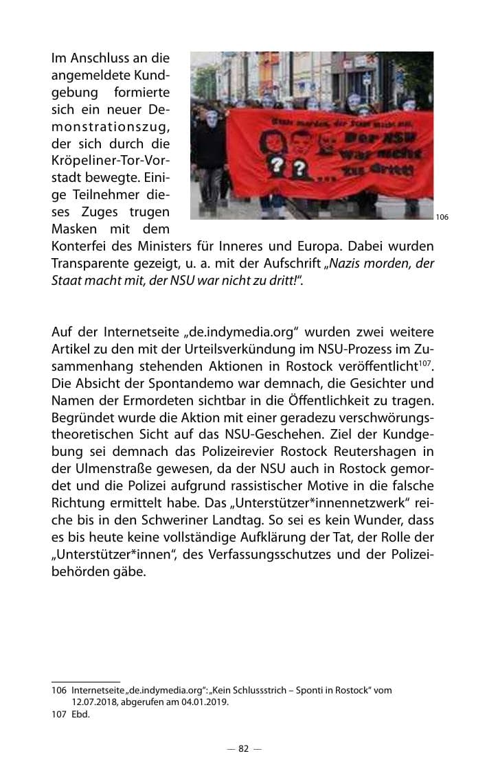 Seite 86 des Verfassungsschutzbericht 2018 Mecklenburg-Vorpommern