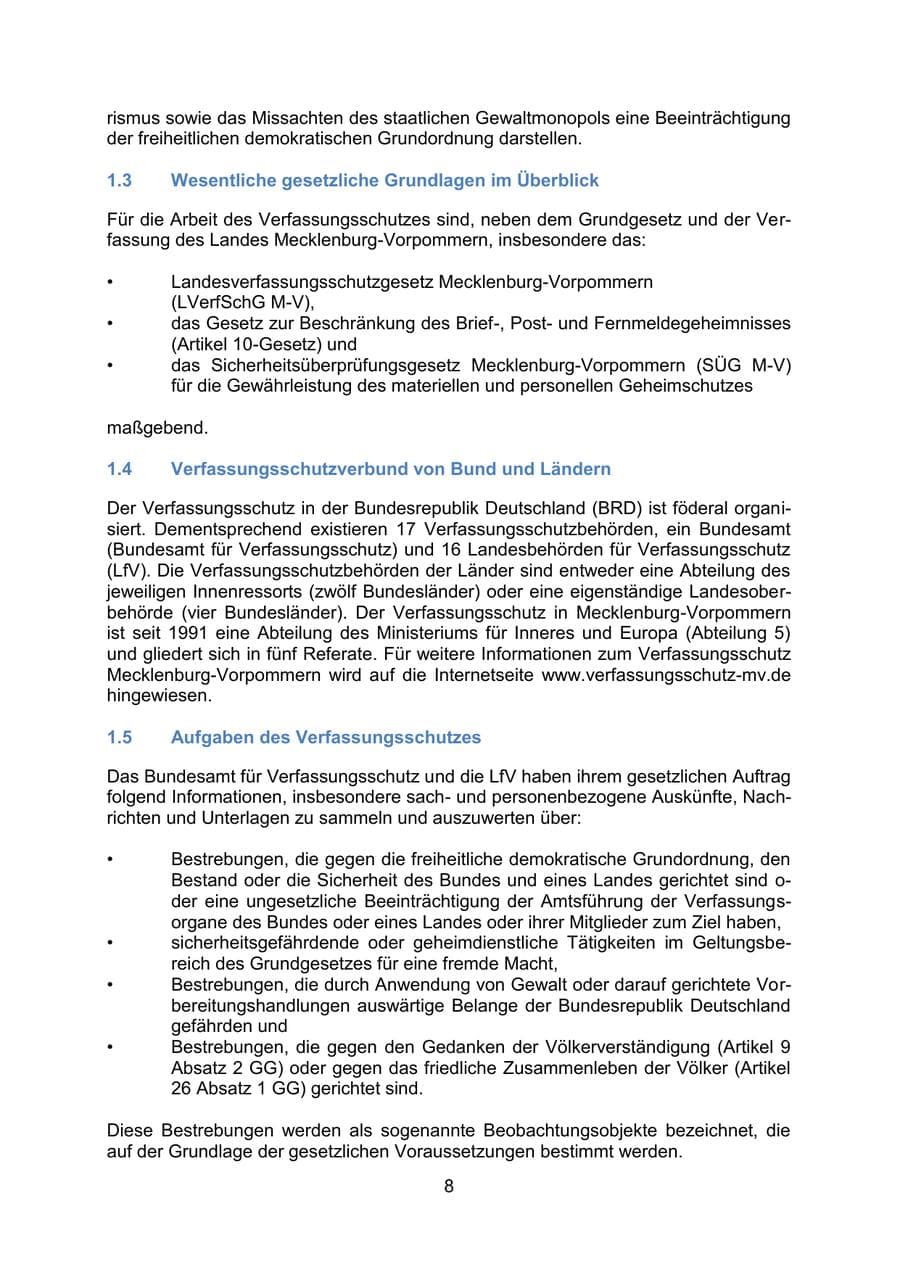 Seite 12 des Verfassungsschutzbericht 2019 Mecklenburg-Vorpommern