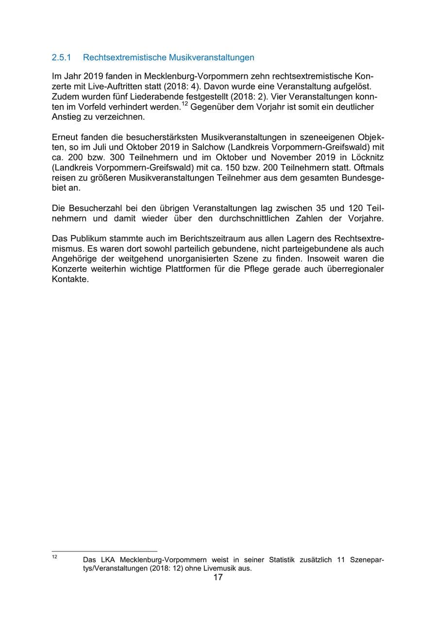 Seite 21 des Verfassungsschutzbericht 2019 Mecklenburg-Vorpommern