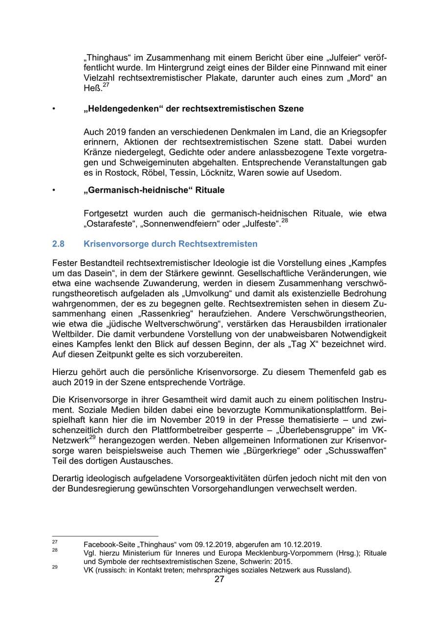 Seite 31 des Verfassungsschutzbericht 2019 Mecklenburg-Vorpommern