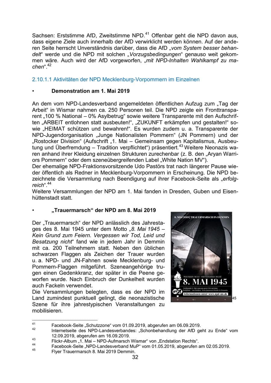 Seite 36 des Verfassungsschutzbericht 2019 Mecklenburg-Vorpommern