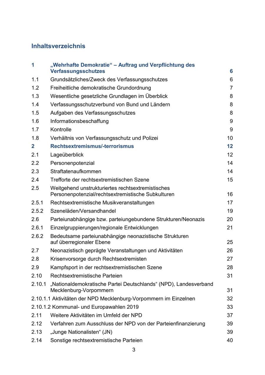 Seite 7 des Verfassungsschutzbericht 2019 Mecklenburg-Vorpommern