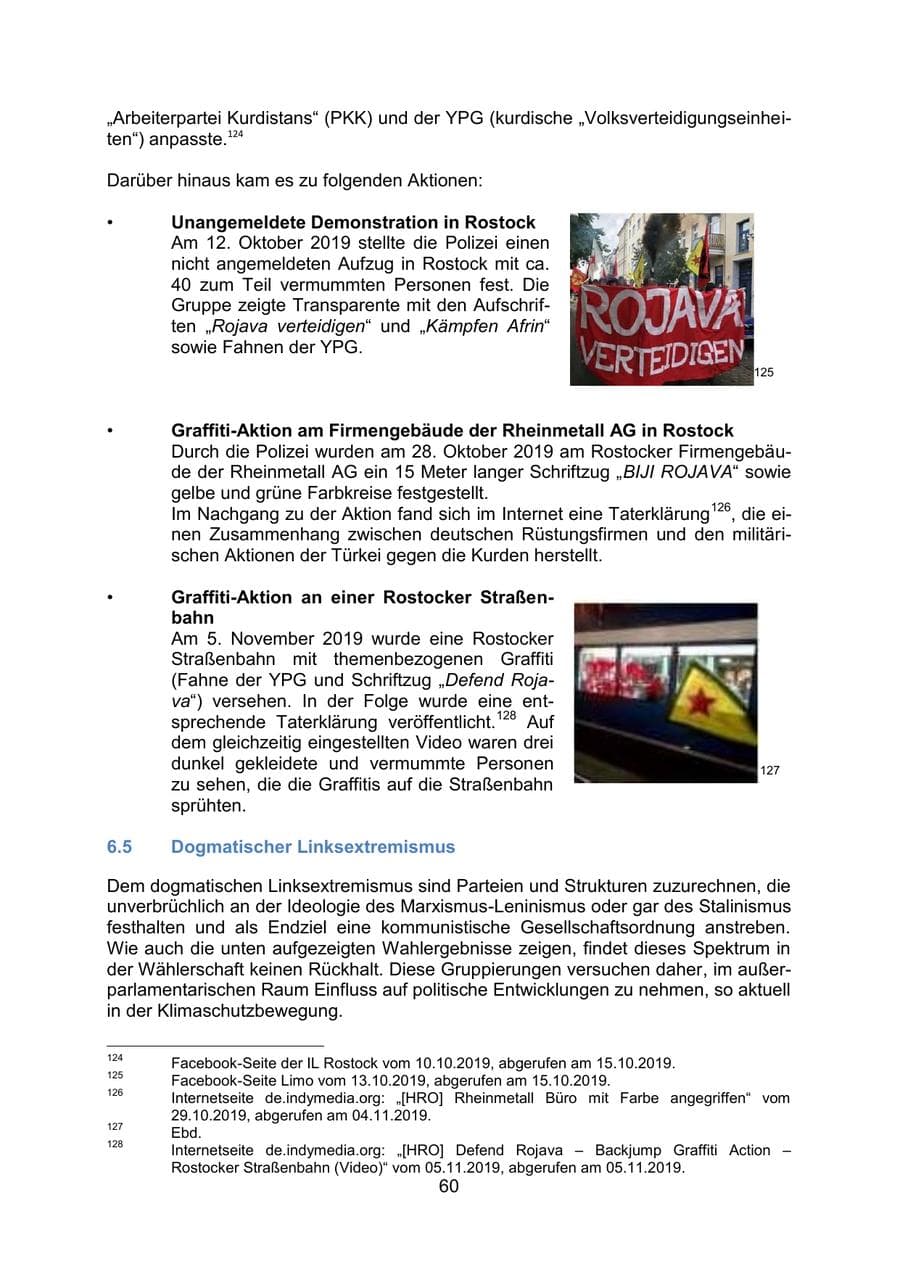 Seite 64 des Verfassungsschutzbericht 2019 Mecklenburg-Vorpommern