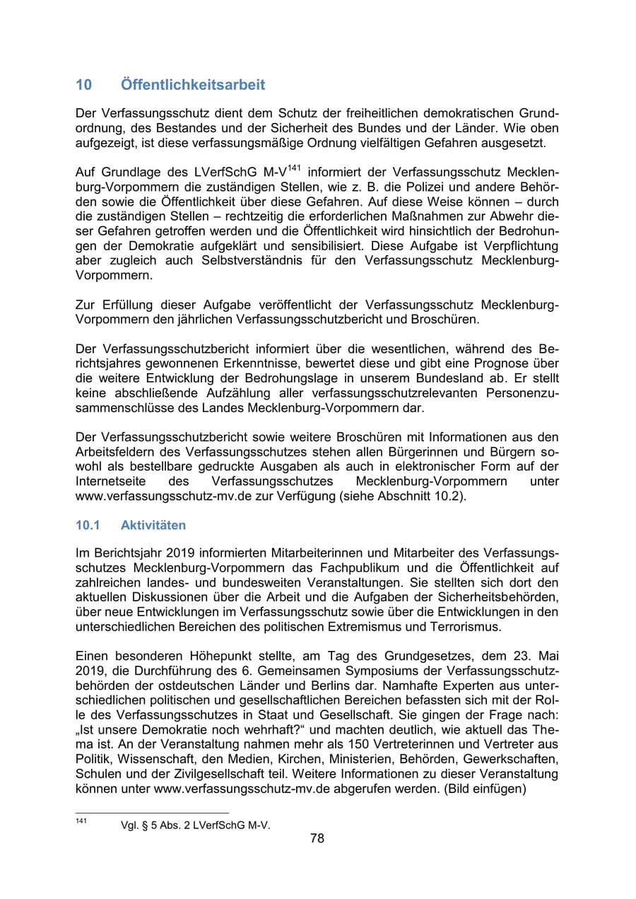 Seite 81 des Verfassungsschutzbericht 2019 Mecklenburg-Vorpommern
