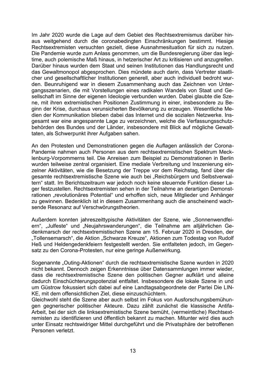 Seite 16 des Verfassungsschutzbericht 2020 Mecklenburg-Vorpommern