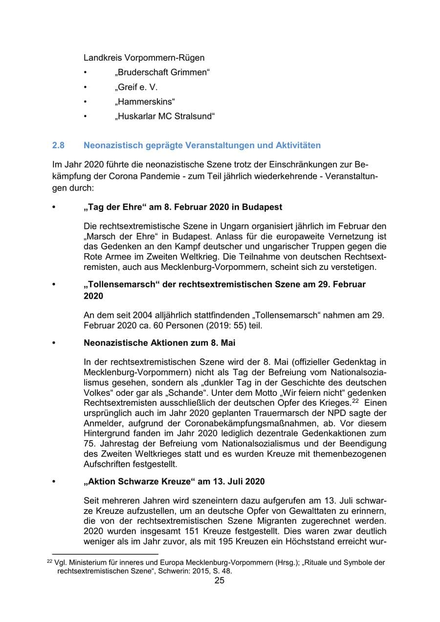 Seite 28 des Verfassungsschutzbericht 2020 Mecklenburg-Vorpommern