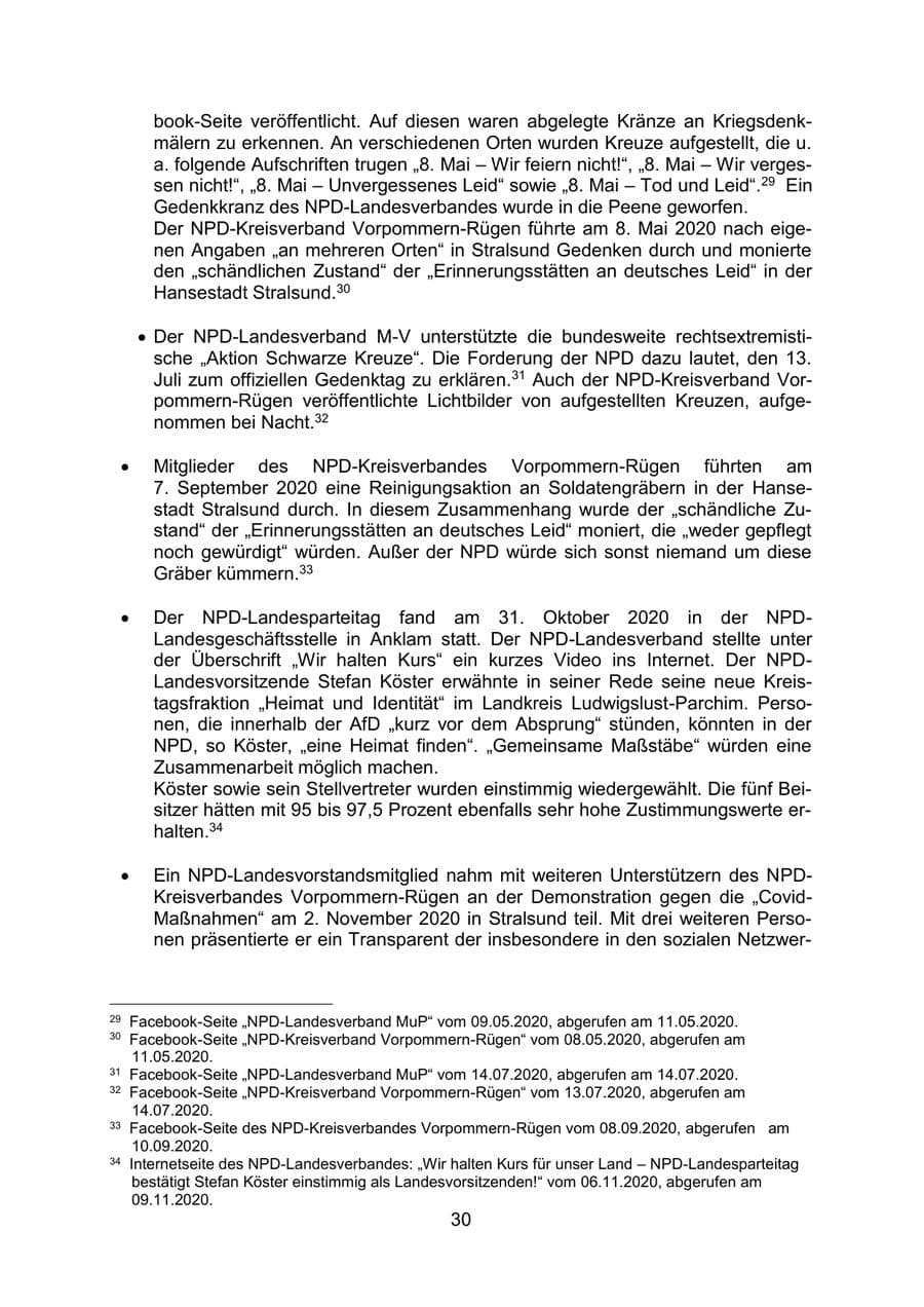 Seite 33 des Verfassungsschutzbericht 2020 Mecklenburg-Vorpommern