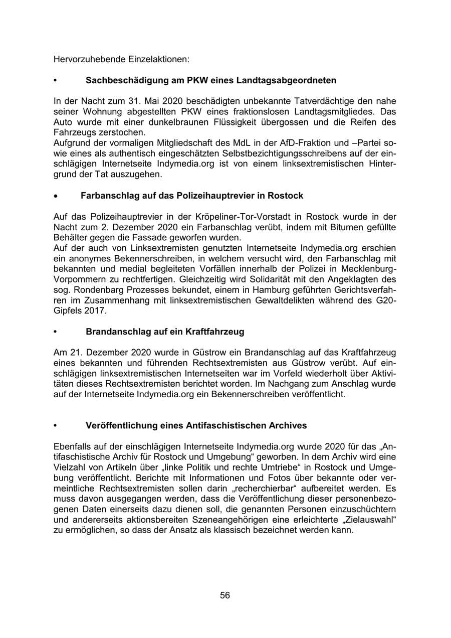 Seite 59 des Verfassungsschutzbericht 2020 Mecklenburg-Vorpommern