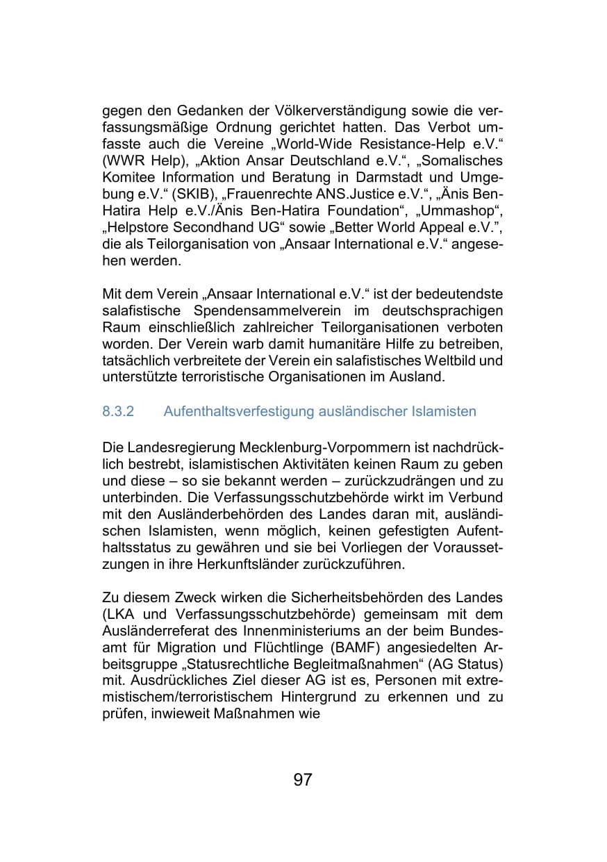 Seite 101 des Verfassungsschutzbericht 2021 Mecklenburg-Vorpommern