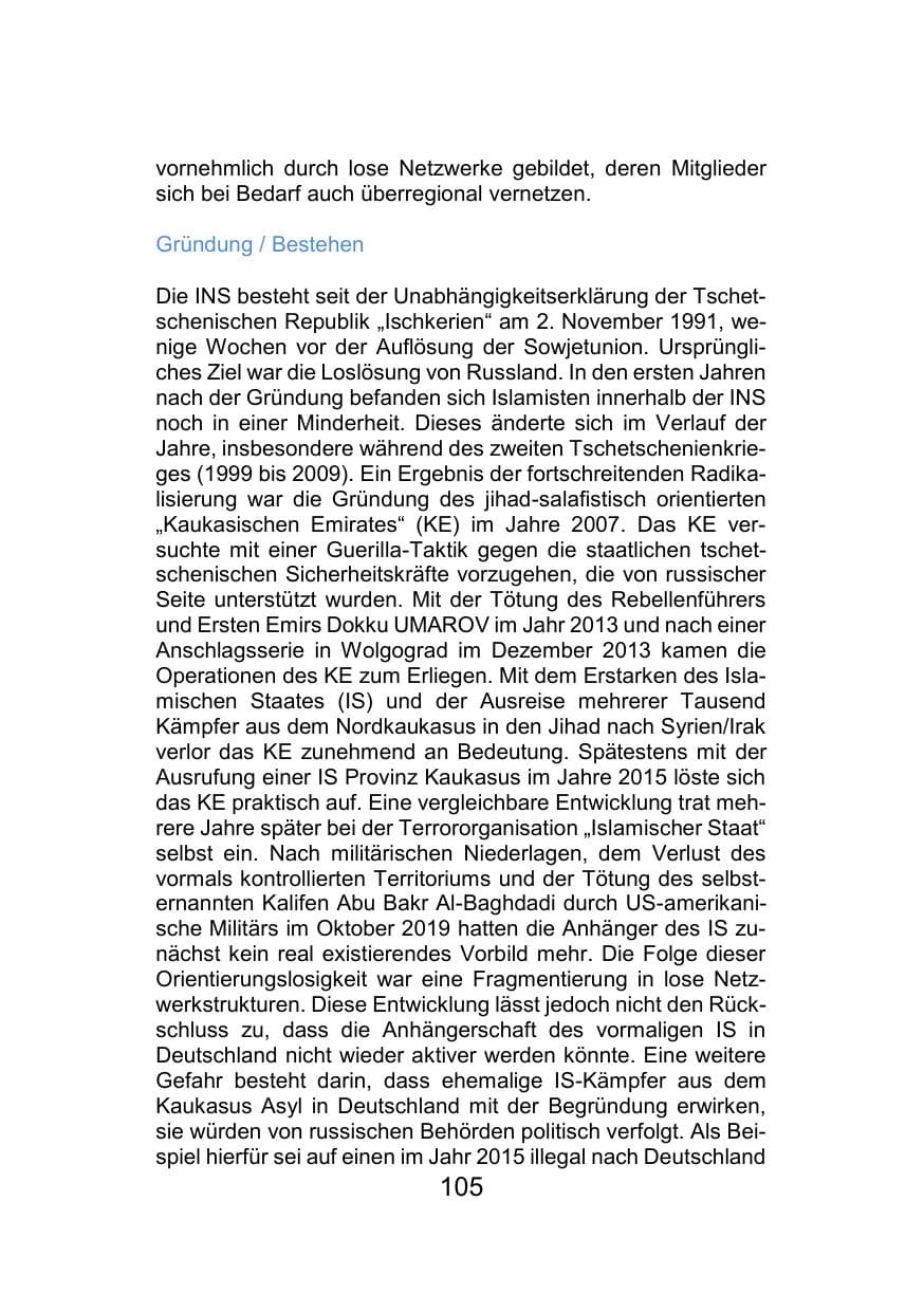 Seite 109 des Verfassungsschutzbericht 2021 Mecklenburg-Vorpommern