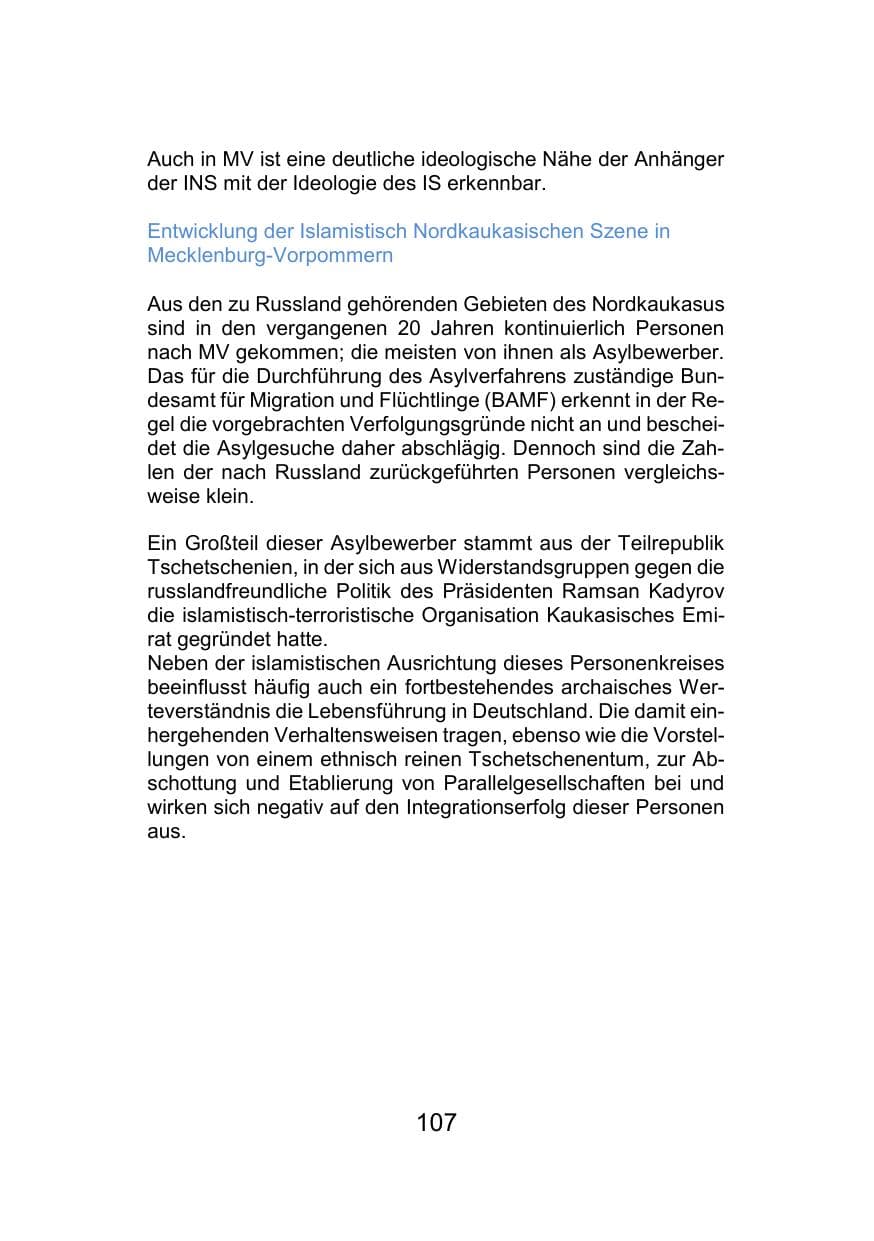 Seite 111 des Verfassungsschutzbericht 2021 Mecklenburg-Vorpommern