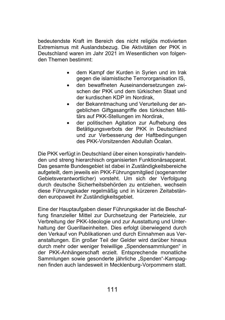 Seite 115 des Verfassungsschutzbericht 2021 Mecklenburg-Vorpommern