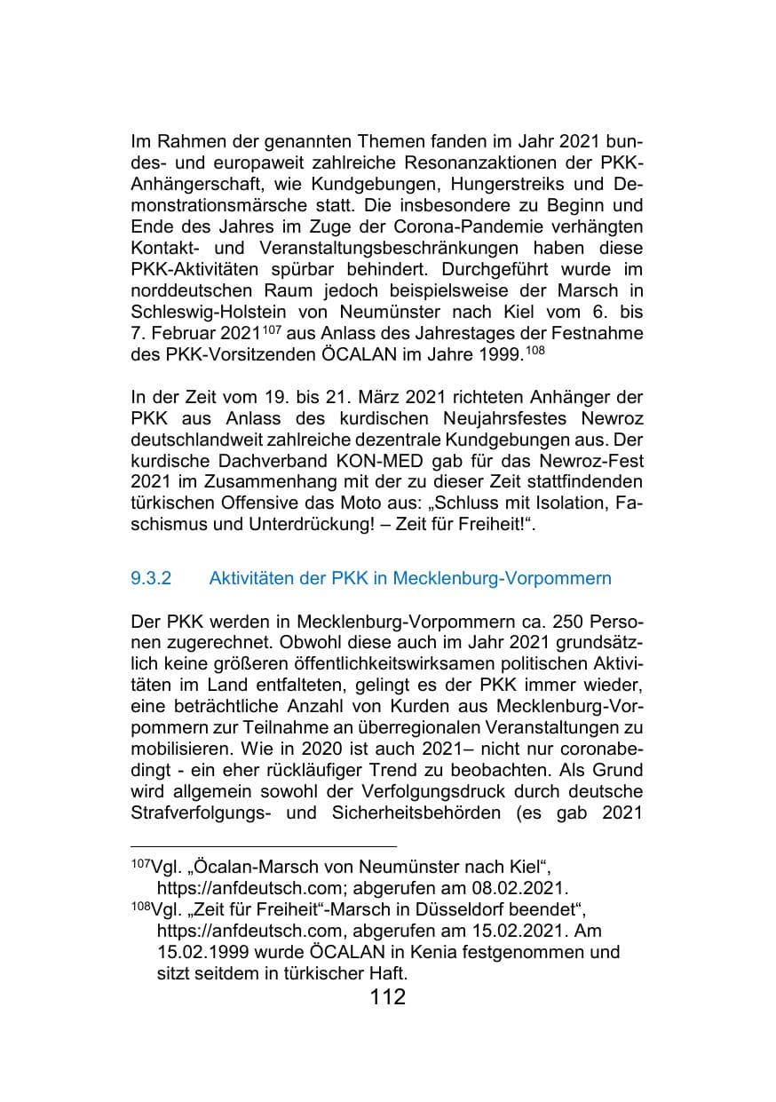 Seite 116 des Verfassungsschutzbericht 2021 Mecklenburg-Vorpommern