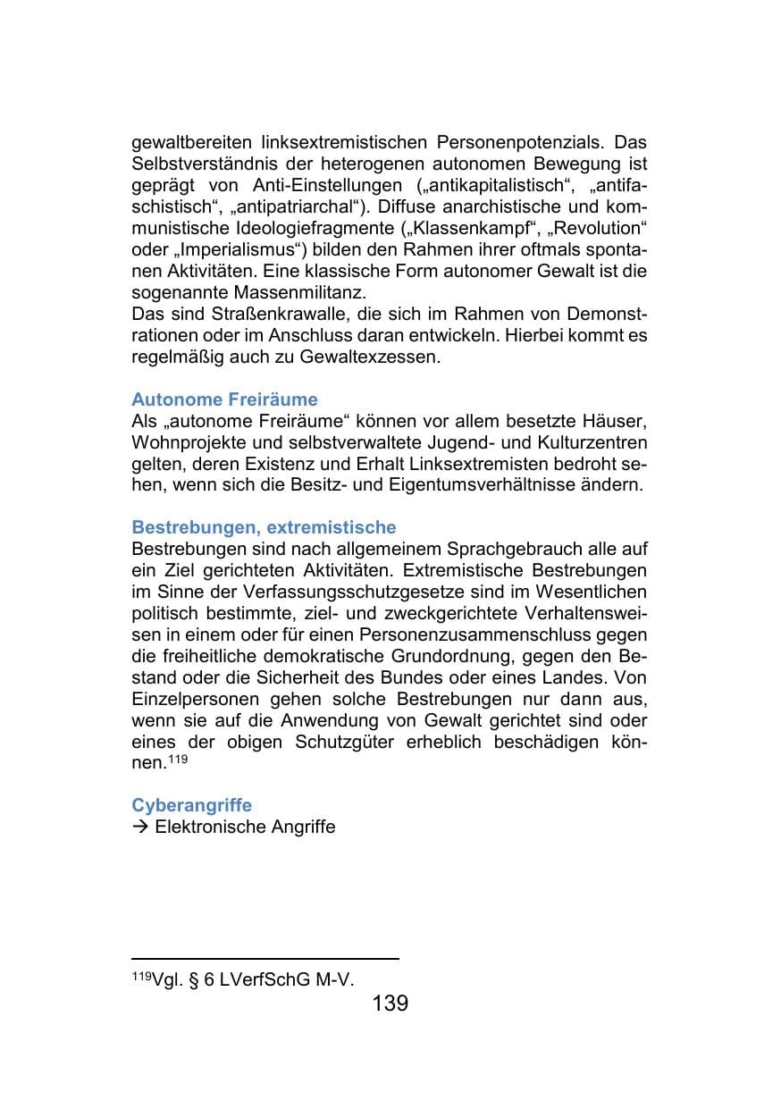 Seite 143 des Verfassungsschutzbericht 2021 Mecklenburg-Vorpommern