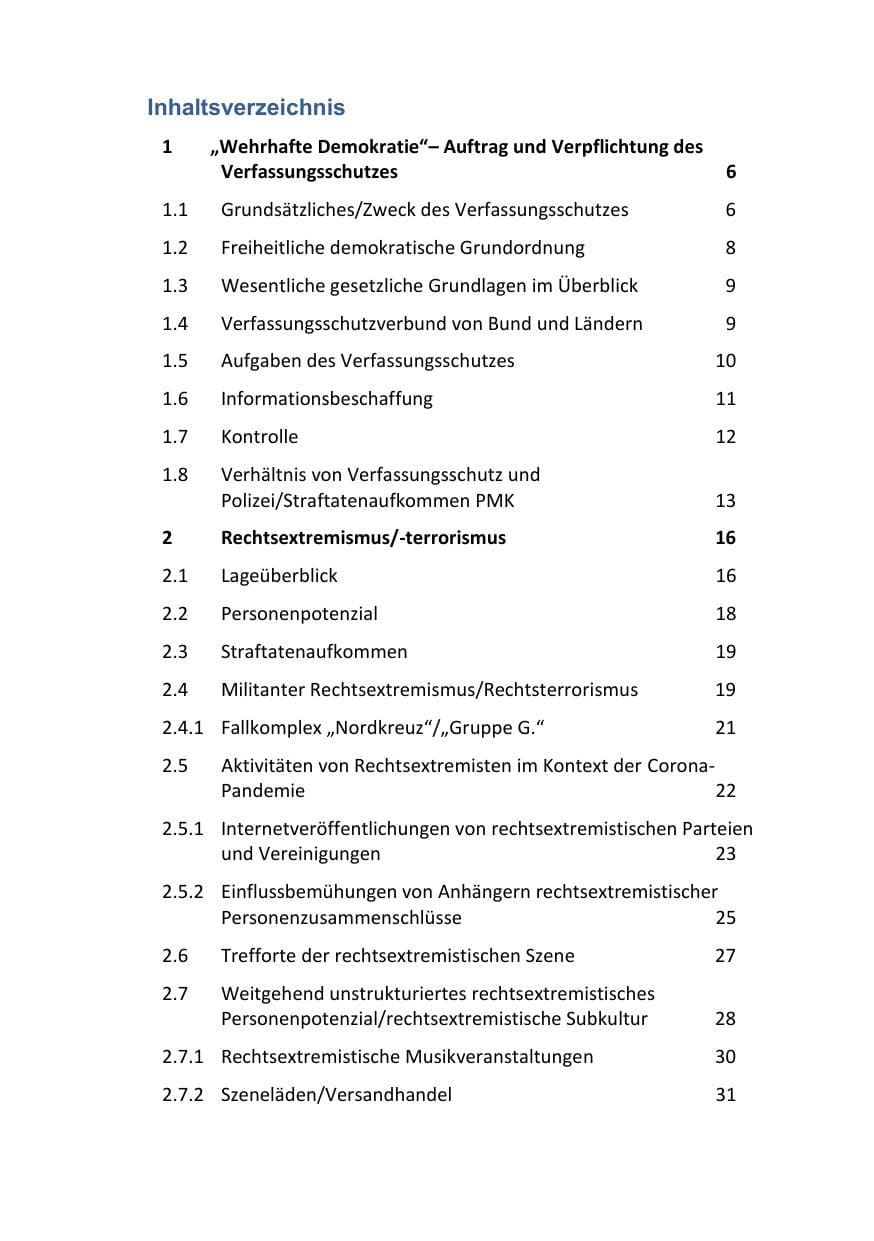 Seite 6 des Verfassungsschutzbericht 2021 Mecklenburg-Vorpommern
