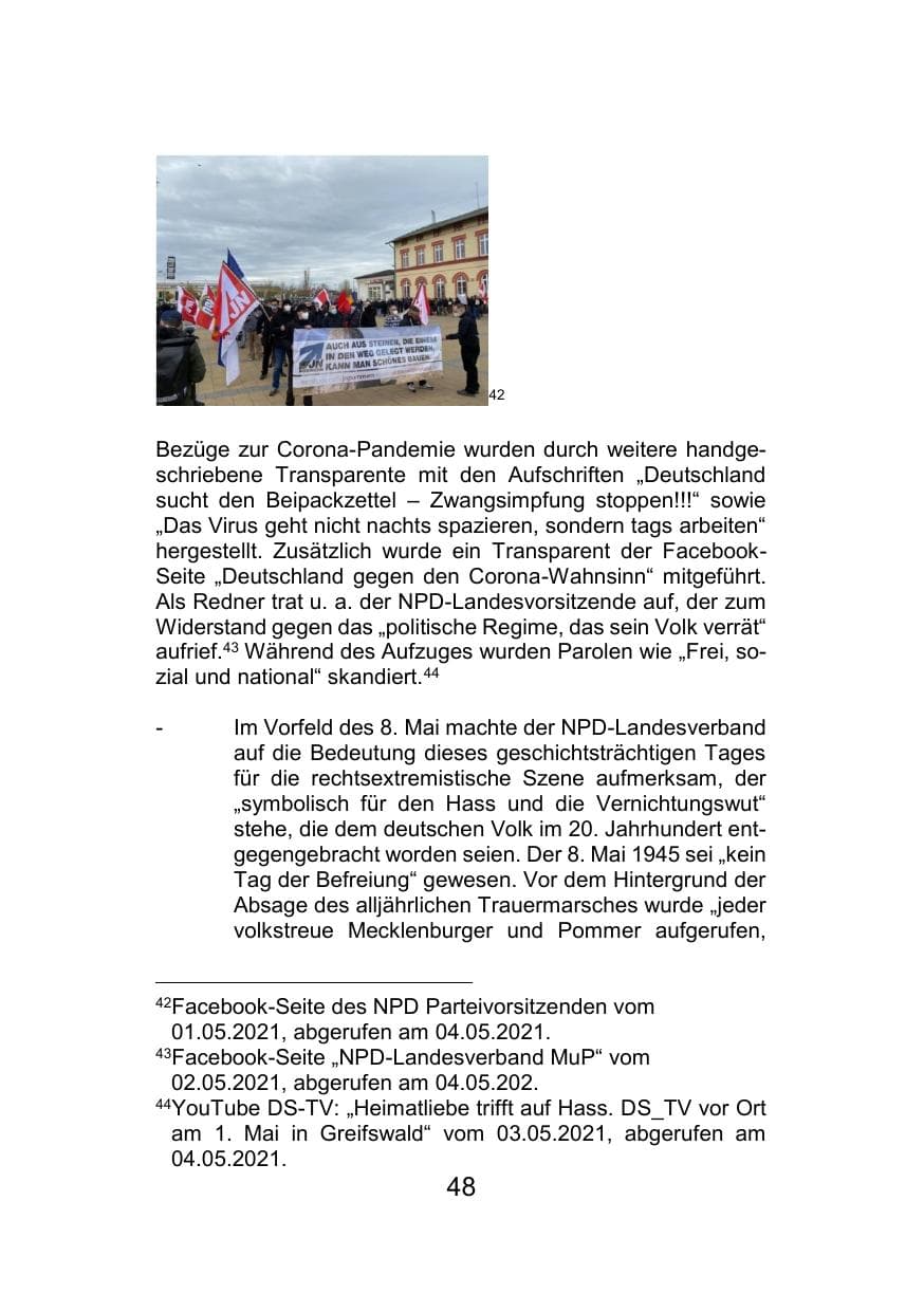Seite 52 des Verfassungsschutzbericht 2021 Mecklenburg-Vorpommern