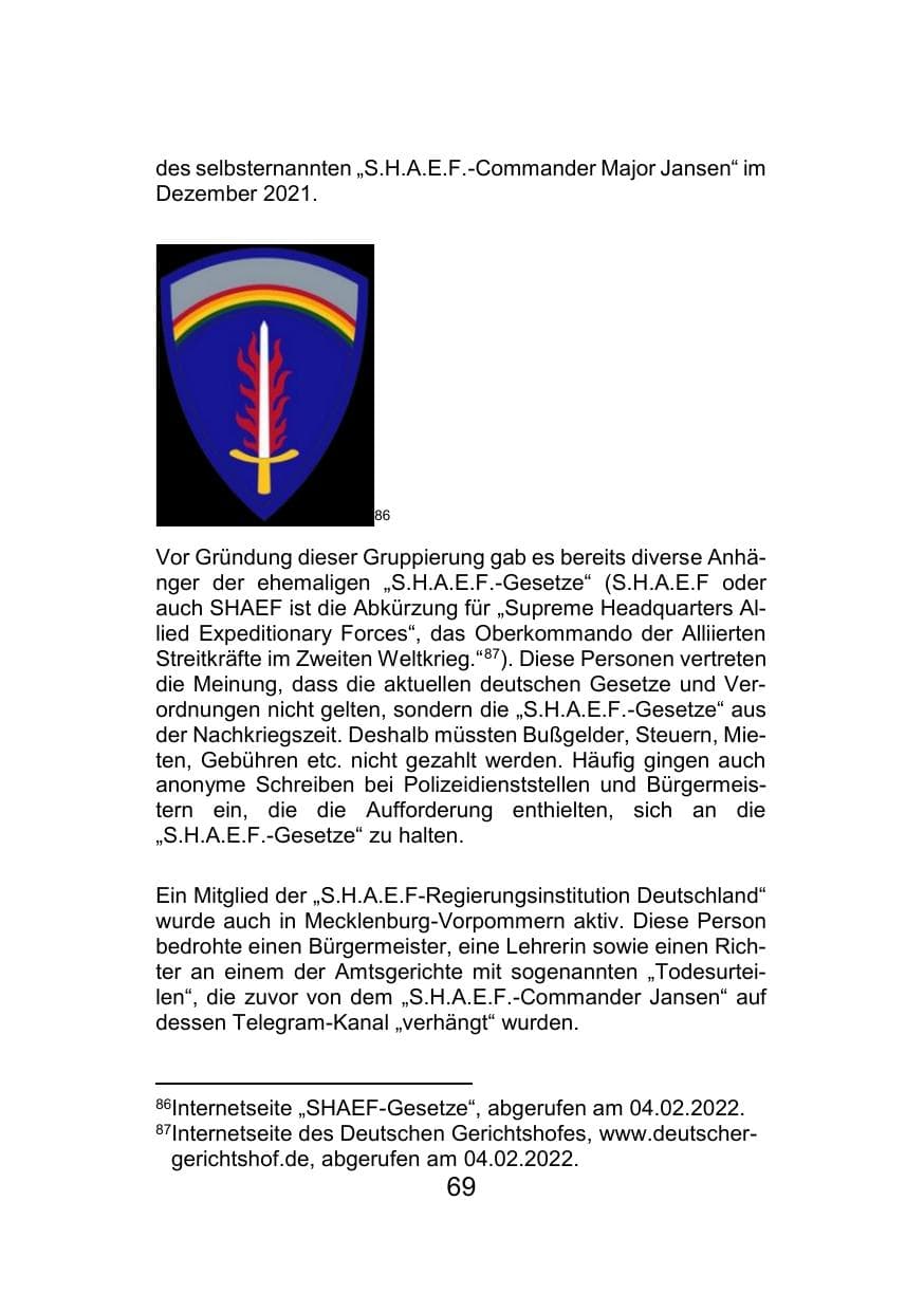 Seite 73 des Verfassungsschutzbericht 2021 Mecklenburg-Vorpommern