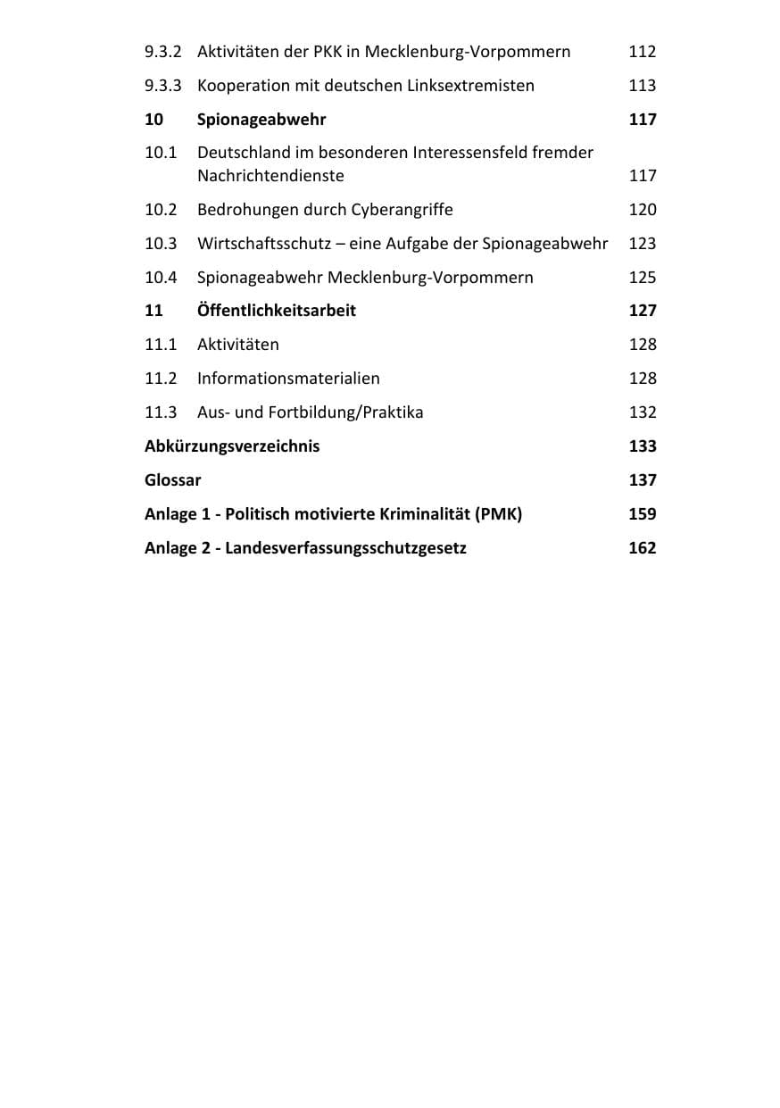 Seite 9 des Verfassungsschutzbericht 2021 Mecklenburg-Vorpommern