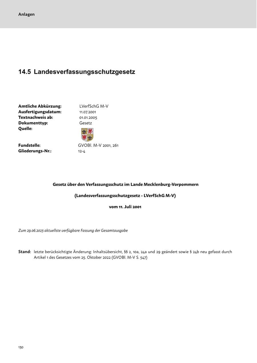 Seite 132 des Verfassungsschutzbericht 2022 Mecklenburg-Vorpommern