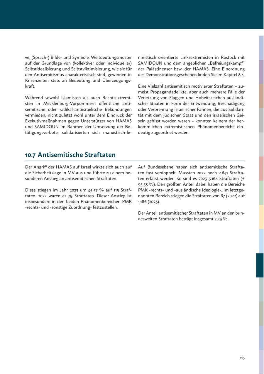 Seite 117 des Verfassungsschutzbericht 2023 Mecklenburg-Vorpommern