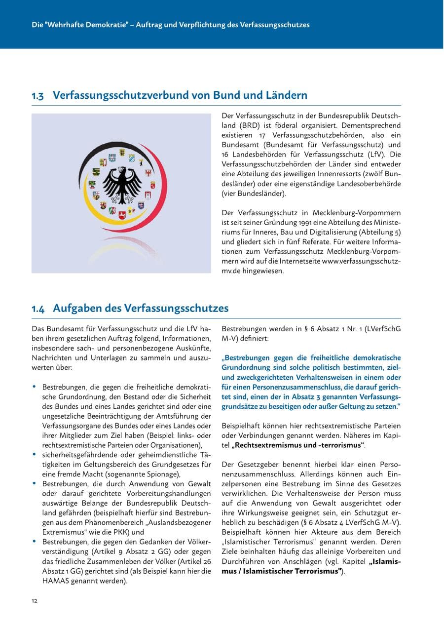 Seite 14 des Verfassungsschutzbericht 2023 Mecklenburg-Vorpommern