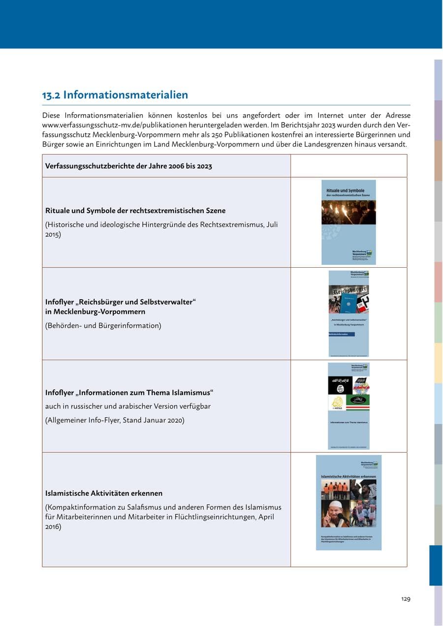 Seite 131 des Verfassungsschutzbericht 2023 Mecklenburg-Vorpommern